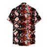 Men's Vintage Shirt Animal Snake Print Button Up Shirt - Rouge foncé 5XL