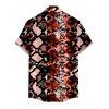 Vintage Couple Outfit Animal Snake Print Spaghetti Strap Maxi Bodycon Dress and Shirt Set - Rouge foncé S | US 4