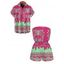 Beach Vacation Couple Outfit Palm Tree Ethnic Tribal Print Pocket Off the Shoulder Romper and Shirt Set - Rose Vif S | US 4