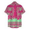 Beach Vacation Couple Outfit Palm Tree Ethnic Tribal Print Pocket Off the Shoulder Romper and Shirt Set - Rose Vif S | US 4