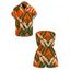 Hawaiian Vacation Couple Outfit Tropical Calla Lily Leaf Print Pocket Off the Shoulder Romper and Shirt Set - Orange S | US 4