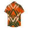 Hawaiian Vacation Couple Outfit Tropical Calla Lily Leaf Print Pocket Off the Shoulder Romper and Shirt Set - Orange S | US 4