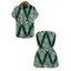 Beach Vacation Couple Outfit Serrated Palm Leaf Geometric Print Pocket Off the Shoulder Romper and Shirt Set - Vert profond S | US 4