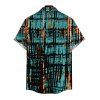 Hawaiian Vacation Couple Outfit Vertical Stripe Tie Dye Abstract Print Pocket Spaghetti Strap Midi Dress and Shirt Set - Turquoise Foncée S | US 4
