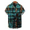 Hawaiian Vacation Couple Outfit Vertical Stripe Tie Dye Abstract Print Pocket Spaghetti Strap Midi Dress and Shirt Set - Turquoise Foncée S | US 4