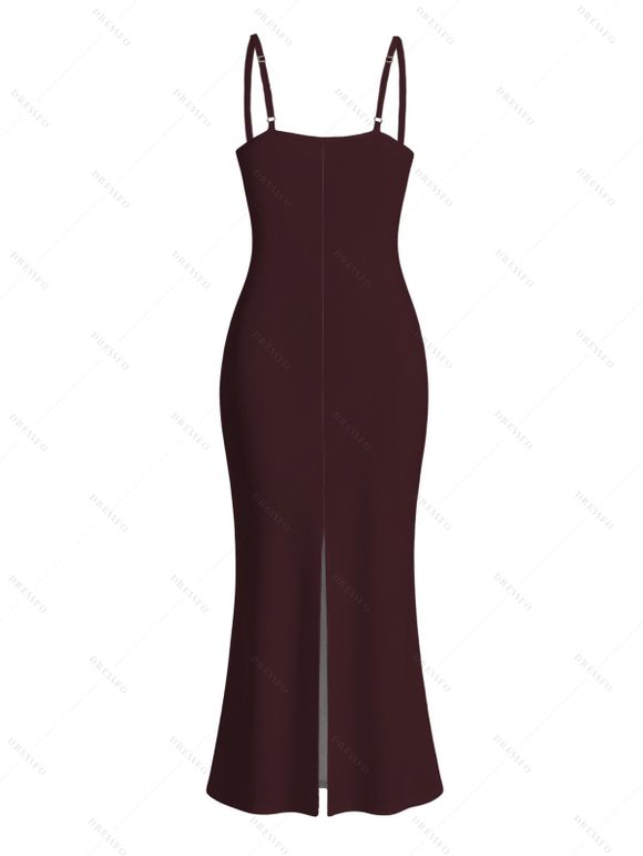 Vacation Dress Ombtr Abstract Skeleton Print Spaghetti Strap Maxi Bodycon Dress - Couleur Caramel XL | US 12