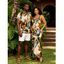 Vintage Couple Outfit Metallic Gold Fluid Marble Print Spaghetti Strap Maxi Bodycon Dress and Shirt Set - multicolor S | US 4