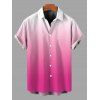 Vacation Couple Outfit Ombre Print Cut Out Tired Plunging Neck Flowy Dress and Shirt Set - Rose Vif S | US 4