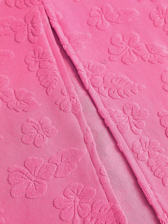 Vacation Dress Floral Leaf Textured Jacquard Print Spaghetti Strap Maxi Bodycon Dress - Rose Vif XXL | US 14