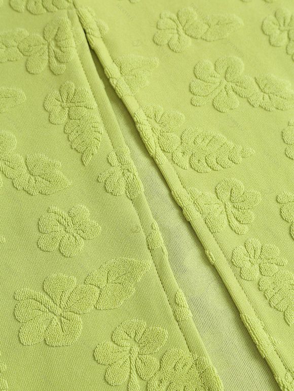 Vacation Dress Floral Leaf Textured Jacquard Print Spaghetti Strap Maxi Bodycon Dress - Vert XXL | US 14
