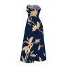 Vacation Jumpsuit Golden Hand‑Drawn Orchid Floral Print Pocket Off the Shoulder Jumpsuit - Bleu de Minuit XXXXL | US 18