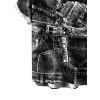 Men's Vacation Shirt Faux Demin Patchwork Print Button Up Shirt - Noir L