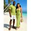 Vacation Couple Outfit Floral Leaf Textured Jacquard Print Spaghetti Strap Maxi Bodycon Dress and Shirt Set - Bleu S | US 4