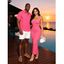 Vacation Couple Outfit Floral Leaf Textured Jacquard Print Spaghetti Strap Maxi Bodycon Dress and Shirt Set - Bleu S | US 4