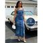Casual Dress Faux Denim Print Spaghetti Strap Maxi Bodycon Dress - Bleu Toile de Jean XXL | US 14