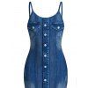 Casual Dress Faux Denim Print Spaghetti Strap Maxi Bodycon Dress - Bleu Toile de Jean S | US 4