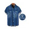 Men's Casual Shirt Faux Denim Print Button Up Shirt - Bleu Toile de Jean S
