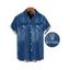 Men's Casual Shirt Faux Denim Print Button Up Shirt - Bleu Toile de Jean 5XL