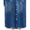 Men's Casual Shirt Faux Denim Print Button Up Shirt - Bleu Toile de Jean 5XL