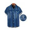 Casual Couple Outfit Faux Denim Print Spaghetti Strap Maxi Bodycon Dress and Shirt Set - Bleu Toile de Jean S | US 4