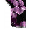 Men's Vacation Shirt Contrast Color Hibiscus Floral Print Button Up Shirt - Noir S