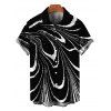 Men's Vacation Shirt Monochrome Fluid Swirl Ombre Print Button Up Shirt - Noir S