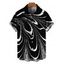 Men's Vacation Shirt Monochrome Fluid Swirl Ombre Print Button Up Shirt - Noir S