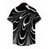 Men's Vacation Shirt Monochrome Fluid Swirl Ombre Print Button Up Shirt - Noir S