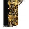 Men's Vacation Shirt Contract Color Lily Floral Leopard Print Button Up Shirt - Noir S