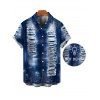 Men's Vacation Shirt Distressed Faux Denim Print Button Up Shirt - Bleu profond S