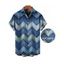 Men's Vintage Shirt Ombre Faux Denim Zig Zag Print Button Up Shirt - Bleu S