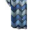 Men's Vintage Shirt Ombre Faux Denim Zig Zag Print Button Up Shirt - Bleu S