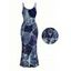 Vacation Dress Faux Denim Patchwork Leaf Print Spaghetti Strap Maxi Bodycon Dress - Bleu profond XXXXL | US 18