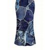 Vacation Dress Faux Denim Patchwork Leaf Print Spaghetti Strap Maxi Bodycon Dress - Bleu profond XXXXL | US 18