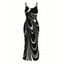 Vacation Dress Monochrome Fluid Swirl Ombre Print Spaghetti Strap Maxi Bodycon Dress - Noir XXL | US 14