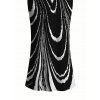 Vacation Dress Monochrome Fluid Swirl Ombre Print Spaghetti Strap Maxi Bodycon Dress - Noir XXL | US 14