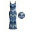 Vintage Dress Ombre Faux Denim Zig Zag Print Spaghetti Strap Maxi Bodycon Dress - Bleu XXL | US 14