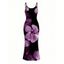 Vacation Dress Contrast Color Hibiscus Floral Pattern Spaghetti Strap Maxi Bodycon Dress - Noir XXL | US 14
