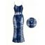Vacation Dress Distressed Faux Denim Print Spaghetti Strap Maxi Bodycon Dress - Bleu profond XXL | US 14