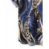 Men's Vintage Shirt Mixed Color Leopard Fluid Print Button Up Shirt - Bleu profond S