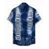 Vacation Couple Outfit Distressed Faux Denim Print Spaghetti Strap Maxi Bodycon Dress and Shirt Set - Bleu profond S | US 4