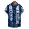 Vacation Couple Outfit Distressed Faux Denim Print Spaghetti Strap Maxi Bodycon Dress and Shirt Set - Bleu profond S | US 4