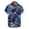 Vacation Couple Outfit Faux Denim Patchwork Leaf Print Spaghetti Strap Maxi Bodycon Dress and Shirt Set - Bleu profond S | US 4