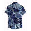 Vacation Couple Outfit Faux Denim Patchwork Leaf Print Spaghetti Strap Maxi Bodycon Dress and Shirt Set - Bleu profond S | US 4