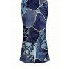 Vacation Couple Outfit Faux Denim Patchwork Leaf Print Spaghetti Strap Maxi Bodycon Dress and Shirt Set - Bleu profond S | US 4