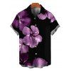 Vacation Couple Outfit Contrast Color Hibiscus Floral Pattern Spaghetti Strap Maxi Bodycon Dress and Shirt Set - Noir S | US 4