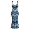 Vintage Couple Outfit Ombre Faux Denim Zig Zag Print Spaghetti Strap Maxi Bodycon Dress and Shirt Set - Bleu S | US 4