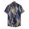 Vintage Couple Outfit Mixed Color Leopard Fluid Print Spaghetti Strap Maxi Bodycon Dress and Shirt Set - Bleu profond S | US 4