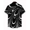 Vacation Couple Outfit Monochrome Fluid Swirl Ombre Print Spaghetti Strap Maxi Bodycon Dress and Shirt Set - Noir S | US 4