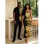 Vacation Couple Outfit Contract Color Lily Floral Leopard Print Spaghetti Strap Maxi Bodycon Dress and Shirt Set - Noir S | US 4